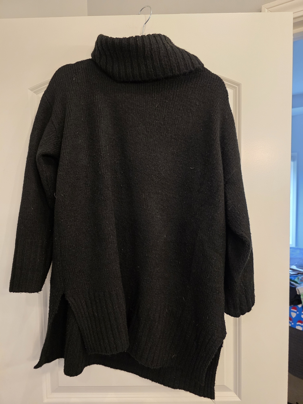 Style & Co. Black Chunky Turtleneck Sweater with Side Slits